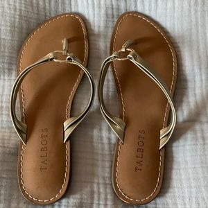 Talbots gold flip-flops